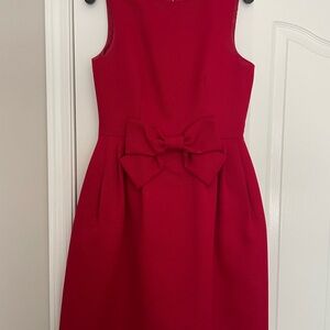 TAHARI Elegant Red Bow Dress